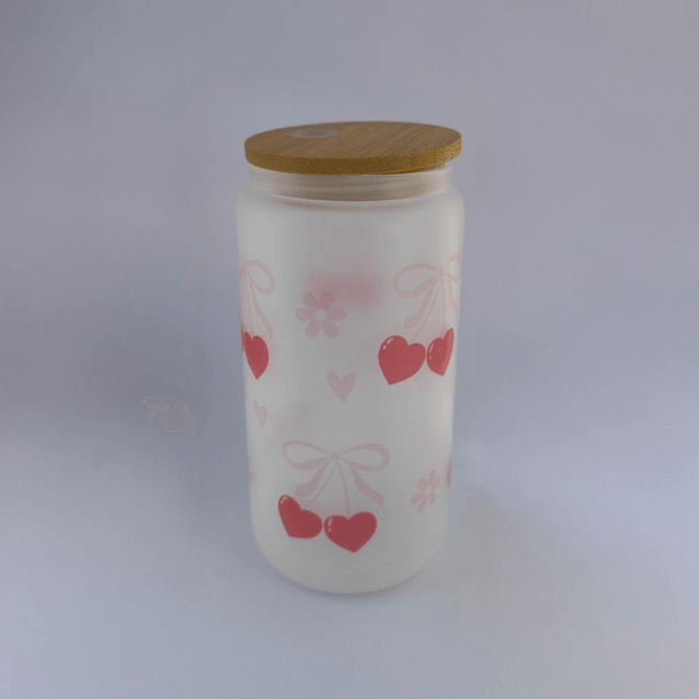 Frosted heart glass tumbler