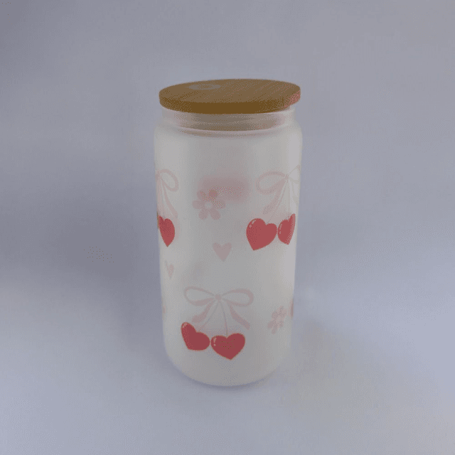 Frosted heart glass tumbler